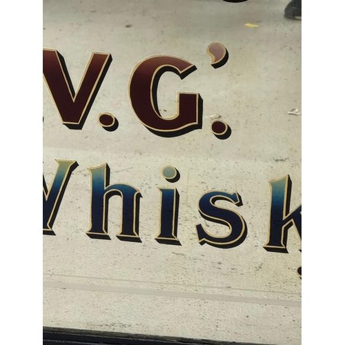 163 - An Usher's O.V.G Whisky over mantle pub mirror 142cm x 91cm