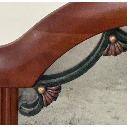 166 - A mahogany cheval mirror with arched pediment H183cm W79cm