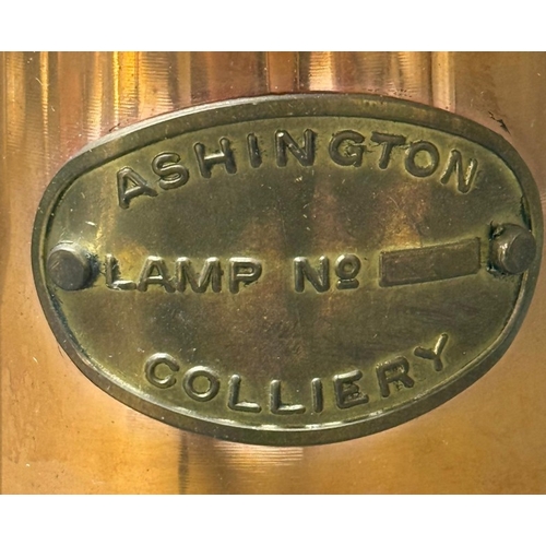 178 - Two brass and copper miners' lamps, Ashington Colliery and E Thomas and William Ltd