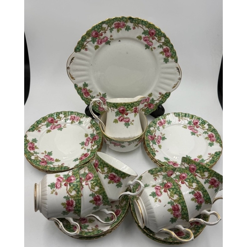 387 - Royal Stafford china part tea service Olde English Garden, six side plates, sandwich plate, milk jug... 