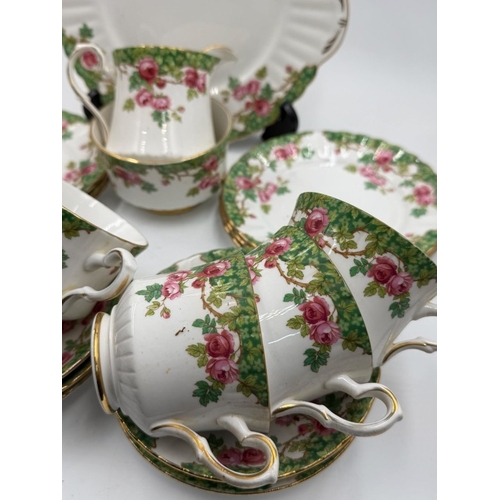 387 - Royal Stafford china part tea service Olde English Garden, six side plates, sandwich plate, milk jug... 