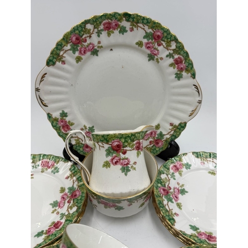 387 - Royal Stafford china part tea service Olde English Garden, six side plates, sandwich plate, milk jug... 