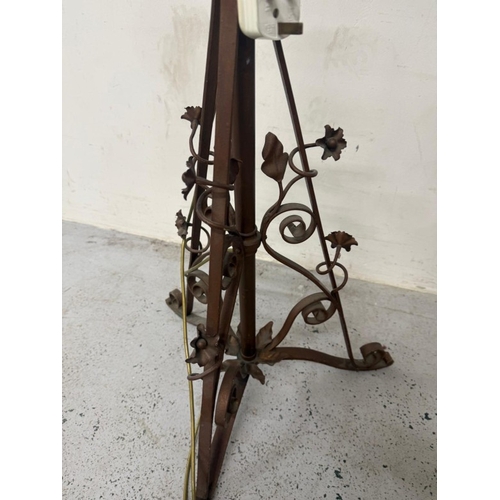 415 - An Arts and Crafts style brass standard lamp