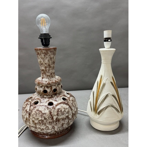 418 - Two Mid Century lamps, one Fat Lava , glazed West German