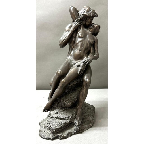 76 - A cold cast bronze sculpture replica of The Lovers by Heredities Ltd