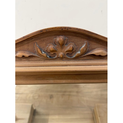 78 - A pine three drawer chest with a hinged mirror to top flanked by trinket drawers H153cm W92cm D50cm