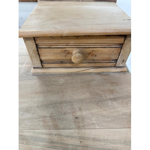 78 - A pine three drawer chest with a hinged mirror to top flanked by trinket drawers H153cm W92cm D50cm