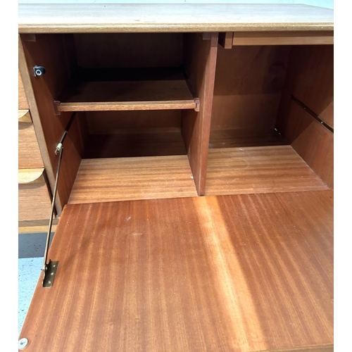 97 - A McIntosh Glengarry teak sideboard with a Sunburst pattern on cabinet doors AF H81cm W213cm D47cm