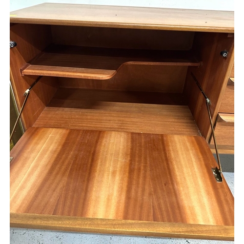 97 - A McIntosh Glengarry teak sideboard with a Sunburst pattern on cabinet doors AF H81cm W213cm D47cm