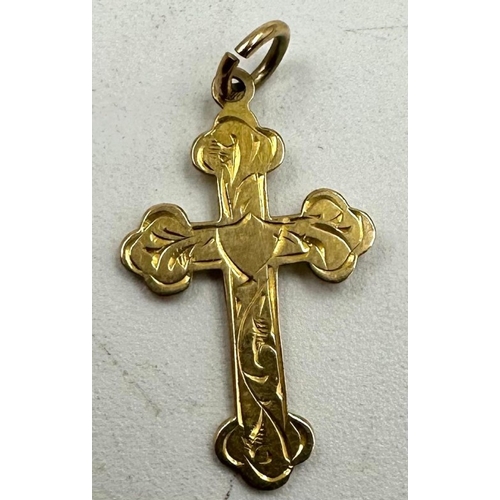 619 - A 9ct gold cross pendant 0.5g