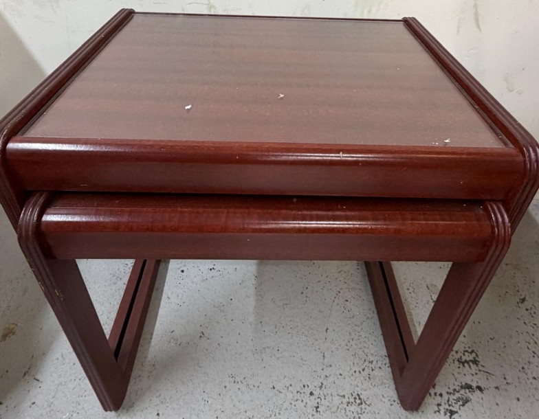 Mid-century nest of tables with glass top