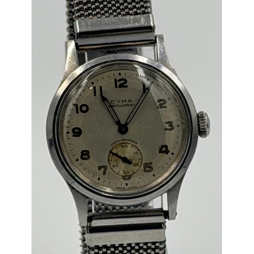 A vintage CYMA watersport shock absorbent Gents watch, 1950's on ...