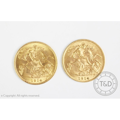 119 - Two George V gold half sovereigns dated 1914 (2)