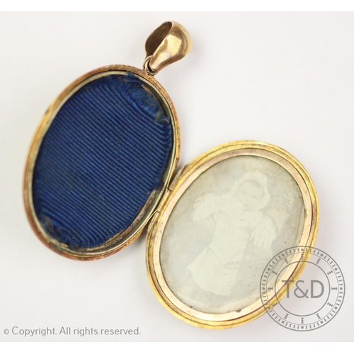 178 - A Victorian sentimental locket, the yellow metal oval locket set with an anchor decorated with gradu... 