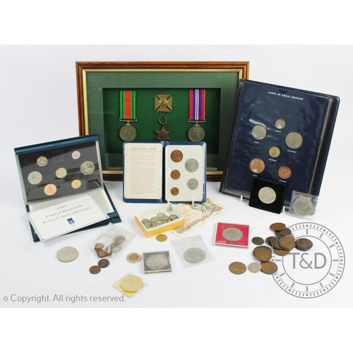 332 - A World War II medal group, comprising; The War Medal, Defence Medal and The Burma Star, within box ... 