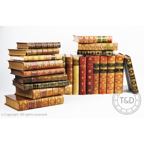 364 - A collection of gilt tooled bindings, to include; Novels of George Eliot, 4 vols, Charles Kingsley h... 