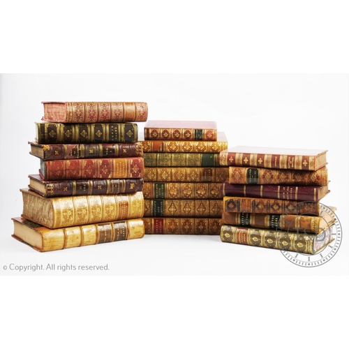 369 - A collection of leather bound books, to include; GARDINER (S. R) 1900, Pepys Diary, Diary of John Ev... 