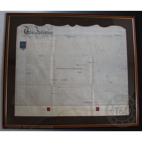 401 - Four early 19th century indentures on vellum with Shrewsbury and Shifnal interest, relating to deali... 