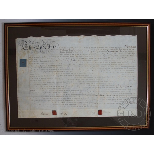 401 - Four early 19th century indentures on vellum with Shrewsbury and Shifnal interest, relating to deali... 