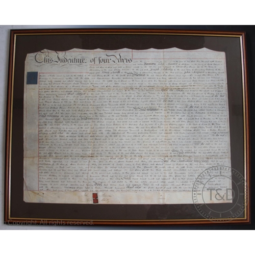 401 - Four early 19th century indentures on vellum with Shrewsbury and Shifnal interest, relating to deali... 