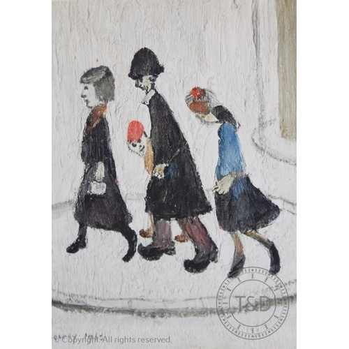 405 - Laurence Stephen Lowry RBA RA (1887-1976), 
Signed print, 
'The Family', 
Signed in pen 'L.S.Lowry' ... 