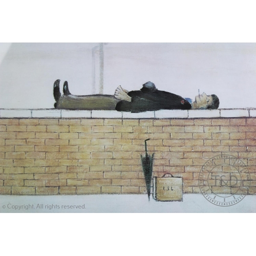 407 - Laurence Stephen Lowry RBA RA (1887-1976), 
Limited edition signed print, 
'Man lying on a wall', 
S... 