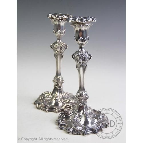 45 - A pair of early 19th century silver candlesticks, William Allanson & Co, Sheffield 1838 and 1840, ea... 