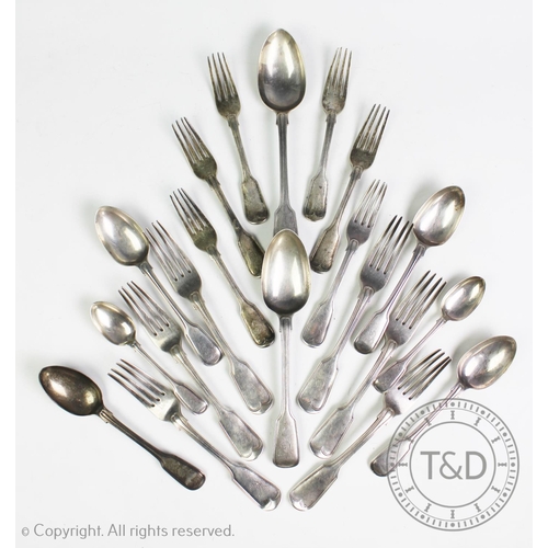 82 - A selection of Victorian silver fiddle and thread pattern flatware, Josiah Williams & Co, Exeter 185... 