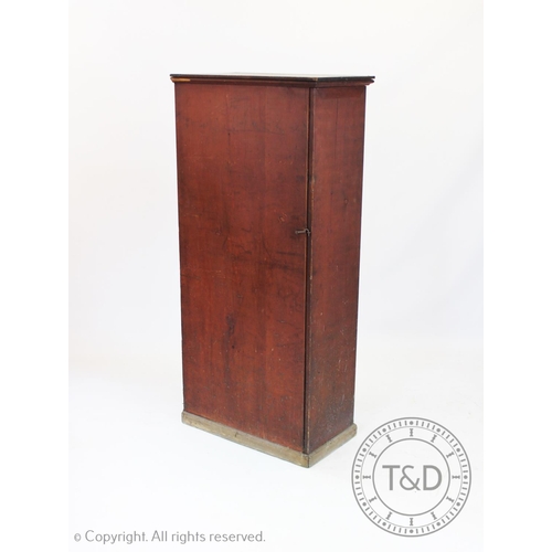 949A - A Victorian stained pine table leaf store, the rectangular cabinet with a hinged door enclosing tabl... 