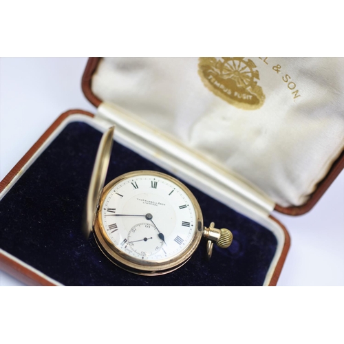 137 - A 9ct gold full hunter pocket watch Thomas Russell & Son, Liverpool, Chester 1933, the case enclosin... 