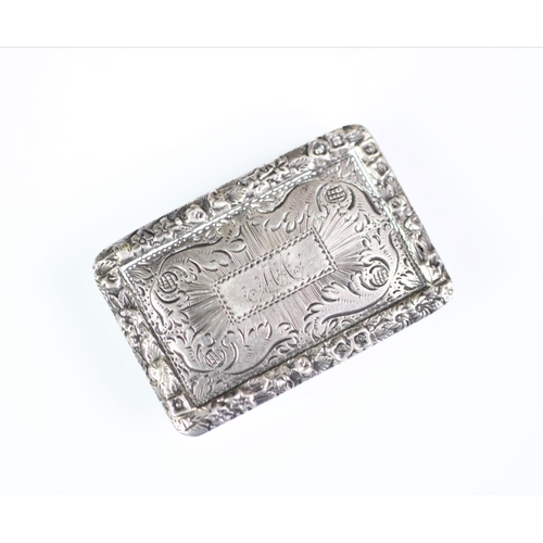 91 - A George IV silver vinaigrette, Nathaniel Mills, Birmingham 1828, of rectangular form, with floral c... 