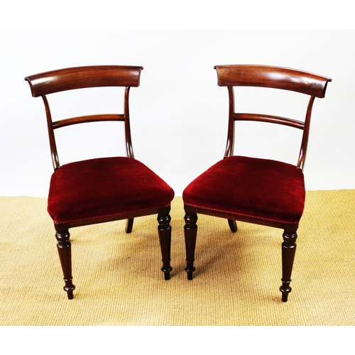 944 - A set of eight 19th century and later mahogany dining chairs, including two with arms, with red upho... 