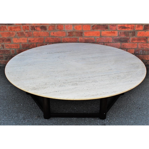 961 - A contemporary circular table of large proportions, with circular composition top resembling limesto... 