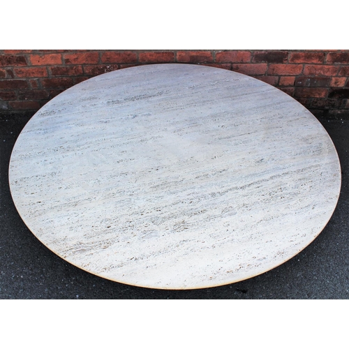 961 - A contemporary circular table of large proportions, with circular composition top resembling limesto... 