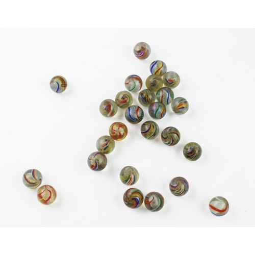 321 - A collection of Victorian glass marbles each with multicoloured swirl design (26)