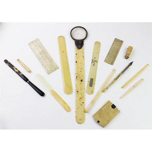 323 - A silver mounted ivory combination page turner and magnifying glass, Birmingham 1908, 35.5cm long, w... 