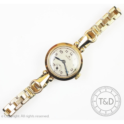 107 - A lady's vintage 9ct gold Rolex cocktail watch, the circular dial with Arabic numerals and subsidiar... 