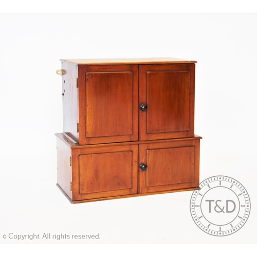 791 - A Victorian mahogany wall cabinet, with two doors over two doors, applied with knob handles, 59cm H ... 