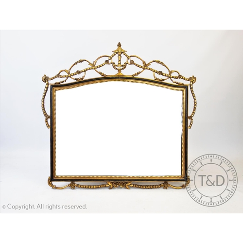 824 - A Regency style gilt wall mirror, 20th century, the shaped bevelled mirrored plate within a beaded b... 