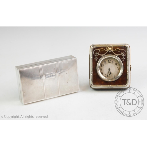 9 - A tortoiseshell and pique work pocket watch travel case, Henry Clifford Davies, Birmingham 1909, wit... 