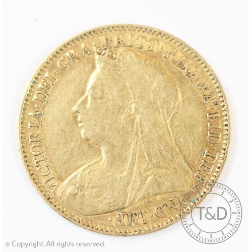 126 - A Victorian gold half sovereign dated 1897, weight 3.9gms