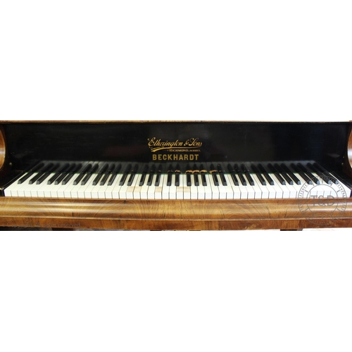 782 - A Beckhardt rosewood baby grand piano, circa 1880,  signed 'Eherington & Sons, Richmond , Surrey, Be... 