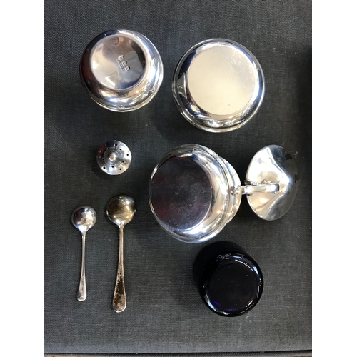 18 - A 20th century silver cased condiment set, S Blanckensee & Son Ltd, Birmingham 1931, comprising, sil... 