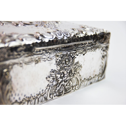 1 - An Edwardian silver cigar case of large proportions, Joseph Braham, London 1902, the rectangular for... 