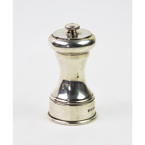 38 - A silver pepper grinder, J B Chatterley & Sons Ltd, Sheffield 1977, of typical form with plain polis... 