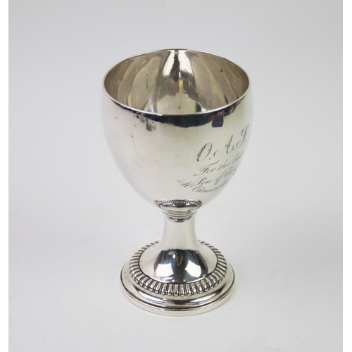 66 - A George III silver goblet, 'A L', London 1771, of plain polished form, engraved ' O. A. F For the B... 