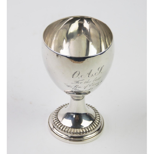 66 - A George III silver goblet, 'A L', London 1771, of plain polished form, engraved ' O. A. F For the B... 