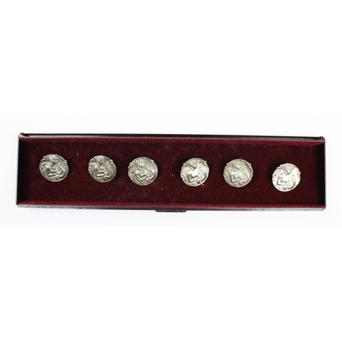 70 - A set of six silver Art Nouveau buttons by Joseph & Richard Griffin, marks for Chester 1904, the cir... 