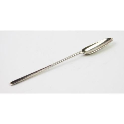 74 - A George III silver marrow scoop, London 1777, of typical plain polished form, 23cm long