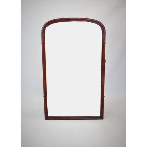 808 - A large Victorian mahogany arched wall mirror, with a moulded frame, 162cm x 97cm